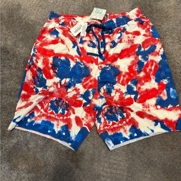 LuLaRoe Red and Blue Athletic Shorts with Artistic Design - Picture 2 of 3